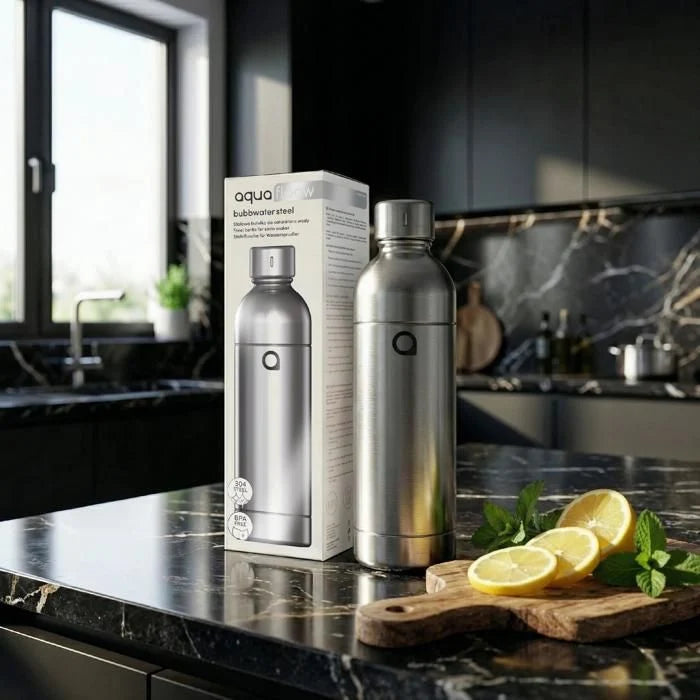 Aquafloow Machine à soda eau pétillante – acier – 3 bouteilles de 0,8 l – cylindre CO₂ inclus - Réglage d'intensité des bulles