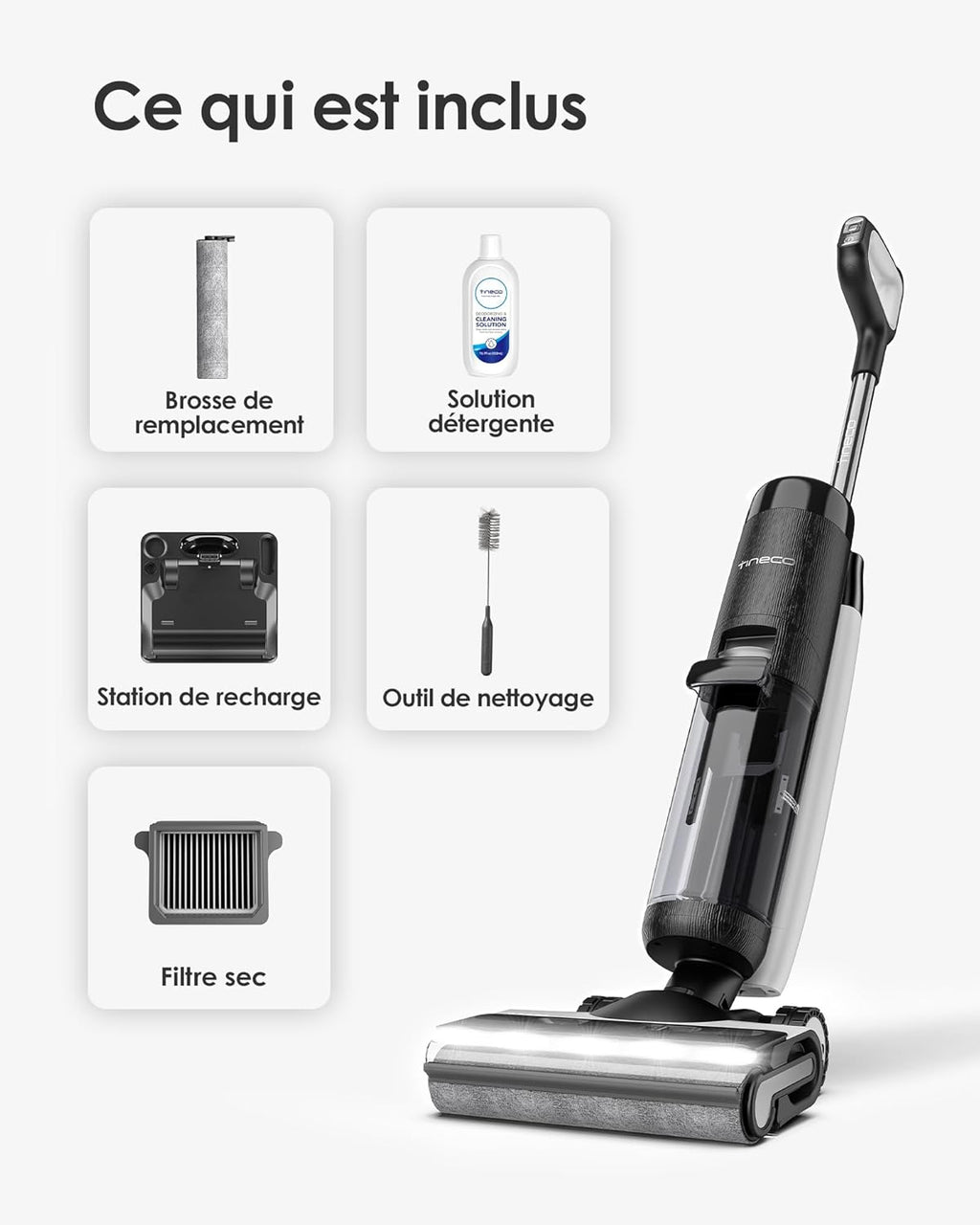 Tineco Floor One S7 Pro/S7 Series Aspirateur Laveur Sec Et Humide Intelligent sans Fil pour Sols Durs, Écran Digital LED, Grande Autonomie, Parfait pour Les Tâches Tenaces et Les Poils d’Animaux