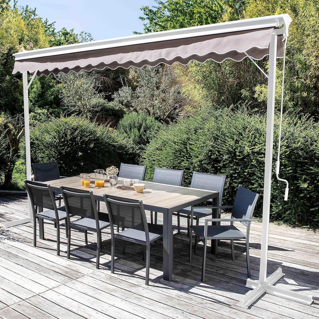 Oviala Store Double Pente avec Coffre 3 x 4 m en Aluminium écru