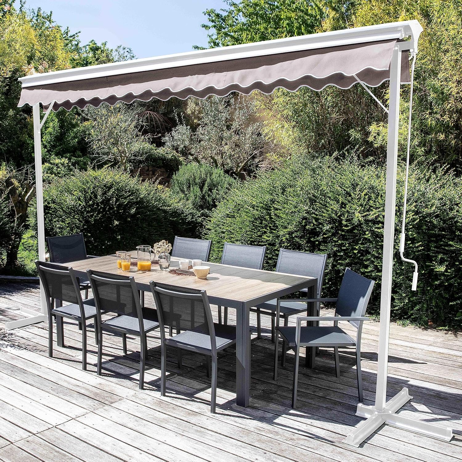 Oviala Store Double Pente avec Coffre 3 x 4 m en Aluminium écru