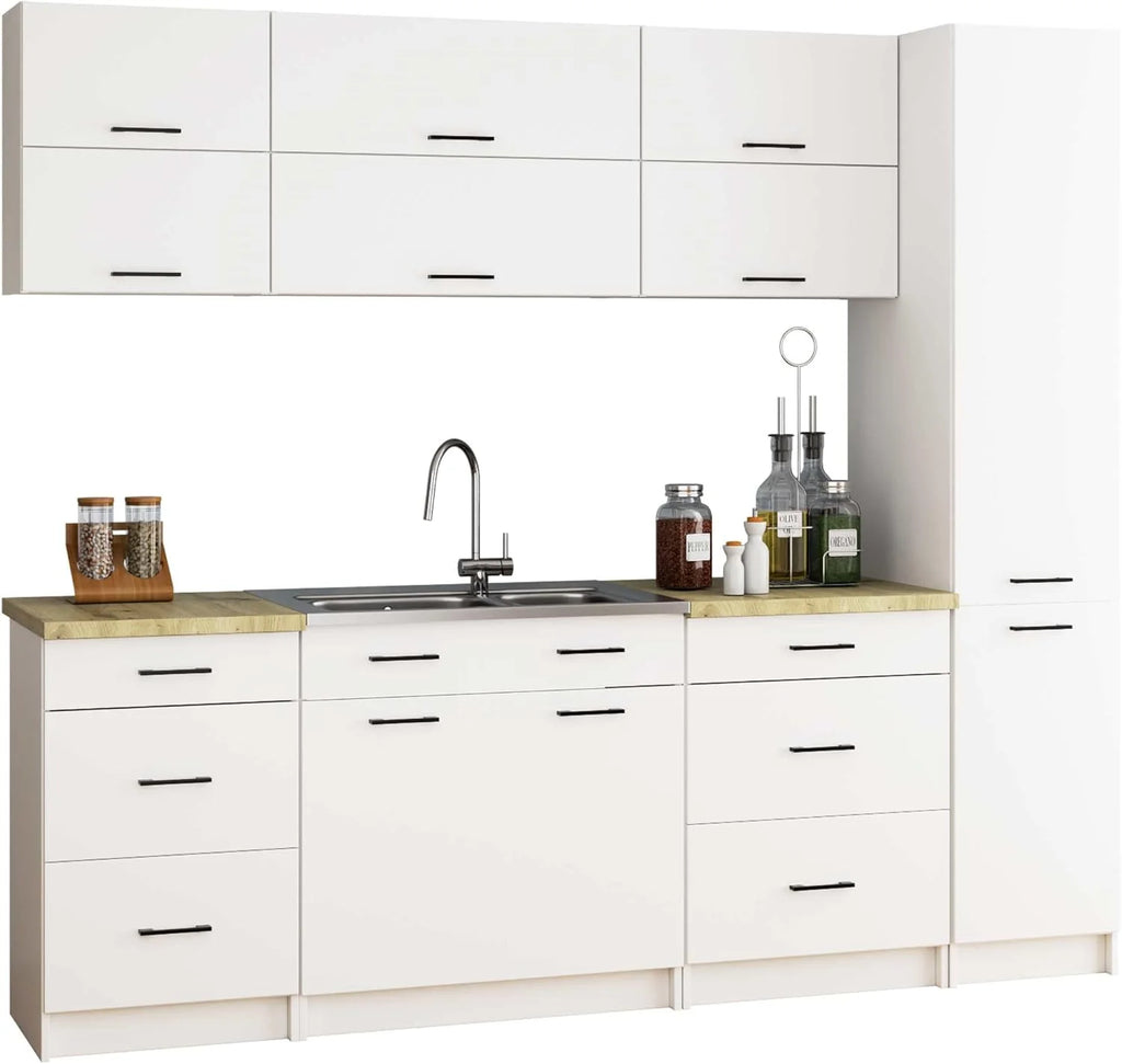 BDW - Colonne Cuisine - Armoire de Rangement 40 cm de Largeur, 205 cm de Hauteur, 57 cm de Profondeur - Spacieuse pour Provisions - Blanc