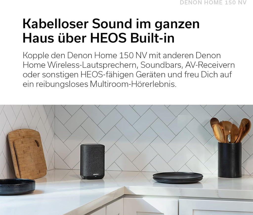 Denon Home 150 enceinte multiroom Hi-Fi avec HEOS intégré, Alexa intégrée, Wi-Fi, Bluetooth, USB, AirPlay 2, audio Hi-Res, noir