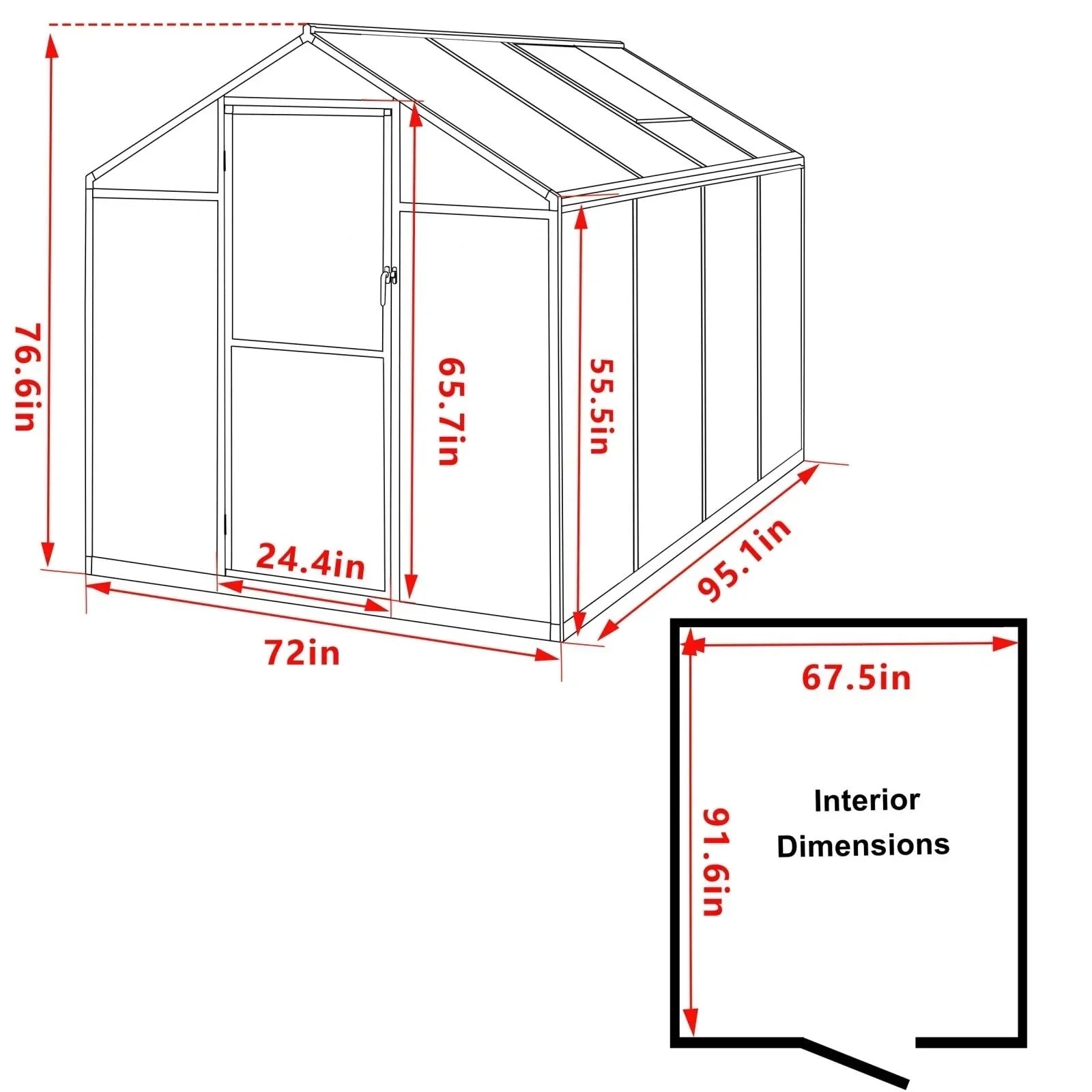 Serre de jardin aluminium VEIKOUS avec évent de toit réglable et porte verrouillable Grise