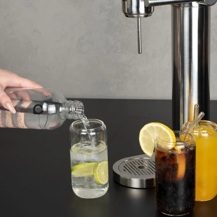 Aquafloow Machine à soda eau pétillante – acier – 3 bouteilles de 0,8 l – cylindre CO₂ inclus - Réglage d'intensité des bulles