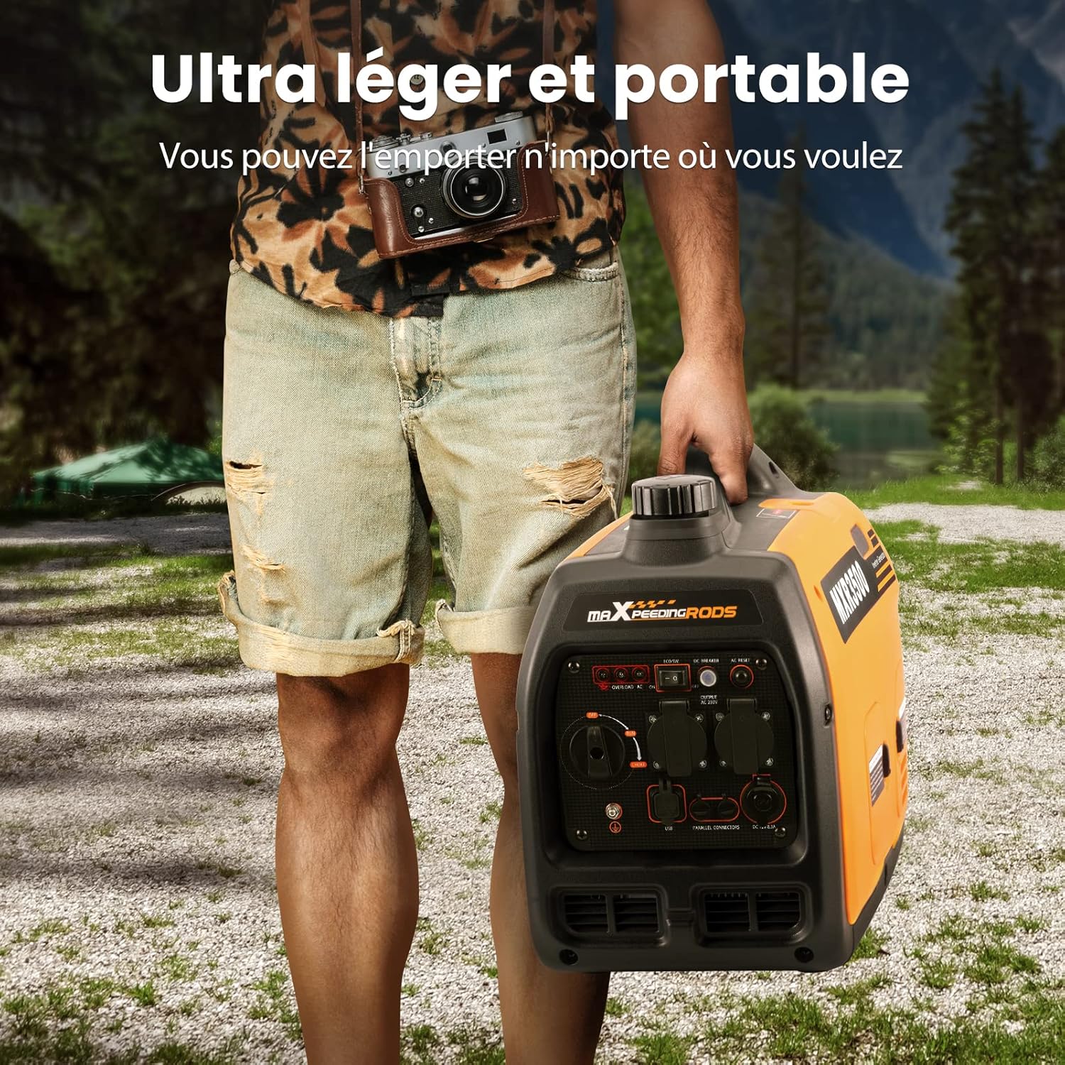 maXpeedingrods 3300W Groupe Electrogene Silencieux Inverter Essence avec Prises USB et 230V Générateur Electrique 4 Temps Generator Léger Secours pour les Caravanes, Garage, Jardin, Camping