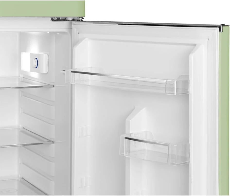 SCHNEIDER SCDD208VVA, Réfrigérateur 2 portes, 211L (172+39), Froid statique, Dégivrage automatique, 3 clayettes verre, Thermostat réglables, Pieds réglables,Vert amande