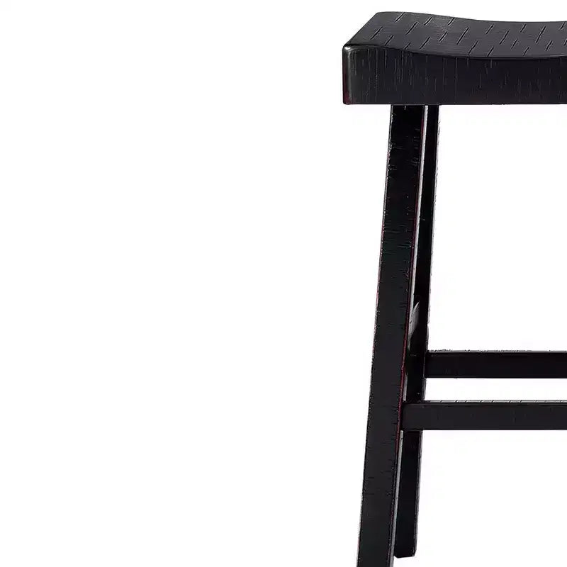 Royal Hampton – Lot de 2 tabourets de bar, assise en selle, bois massif noir style ferme