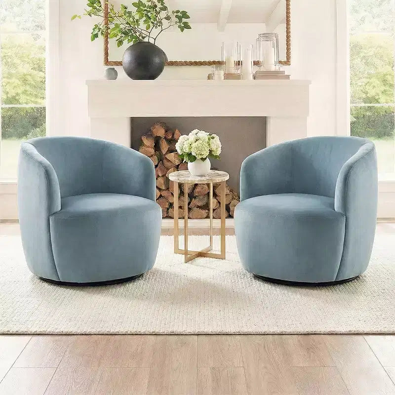 Fauteuil d'appoint pivotant moderne en velours, Fauteuil barillet rembourré avec rotation à 360°, Fauteuil de salon pour le séjour et le coin lecture - Panipeachy