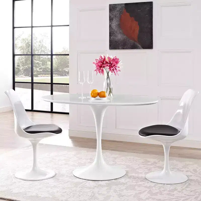 Table à manger ovale 48" Lippa en bois blanc - Modway : Meuble de cuisine moderne et élégant, 4 places