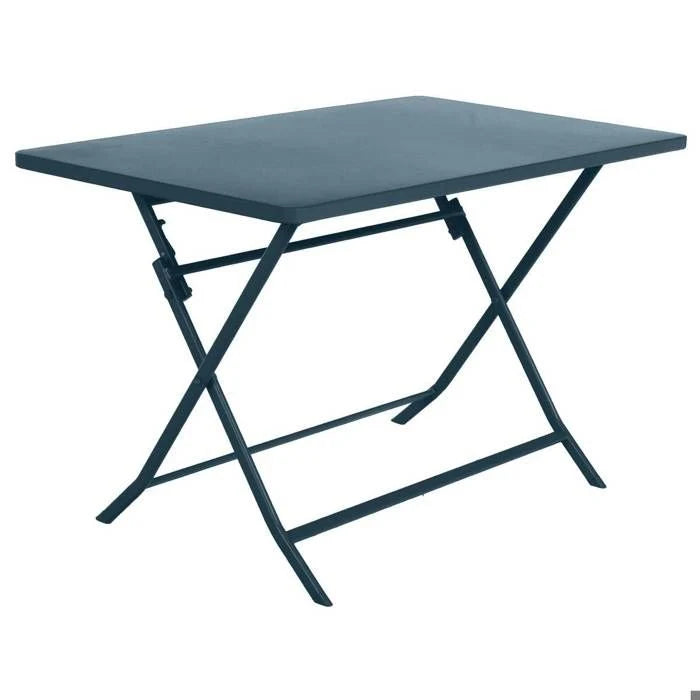 Table de jardin pliante carrée "Greensboro" pétrole 2 places en acier traité époxy - Hespéride
