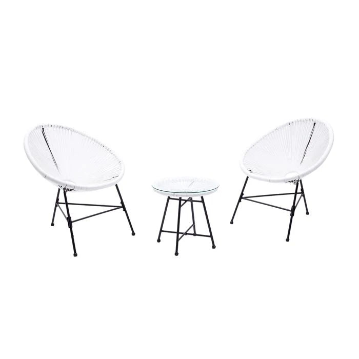 ACAPULCO - Ensemble de 2 fauteuils et table basse beige