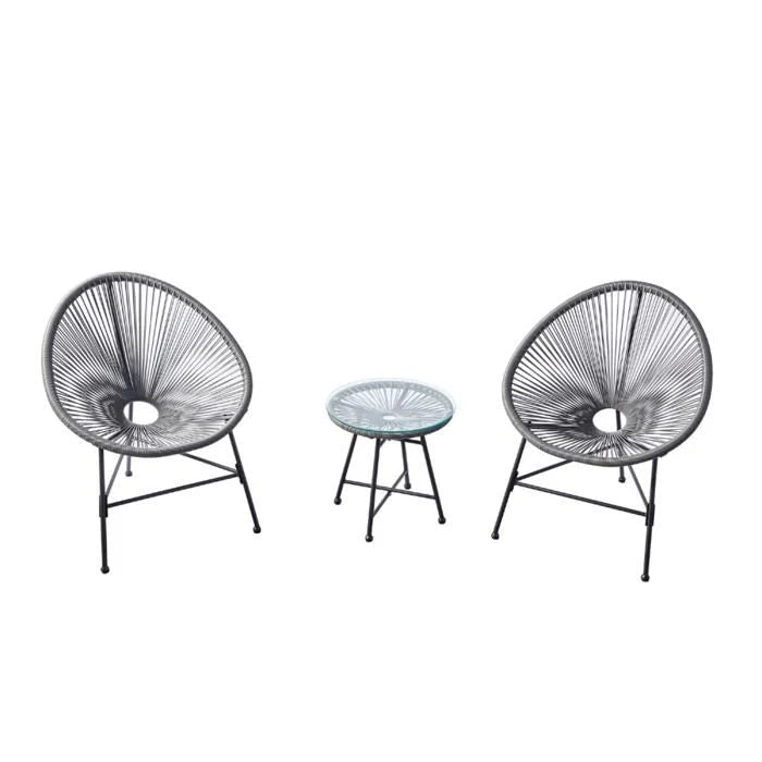 ACAPULCO - Ensemble de 2 fauteuils et table basse beige