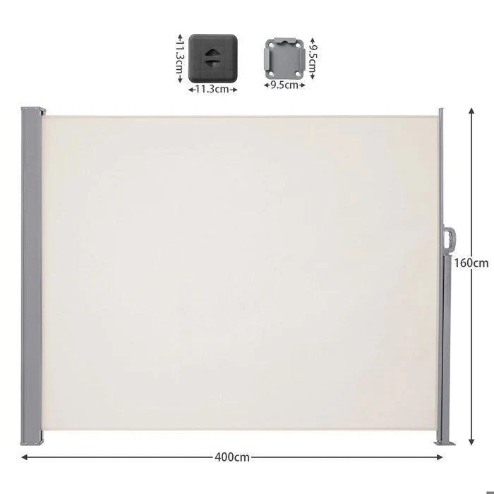 Store Latéral 160 x 400 cm, Brise-Vue Rétractable, Auvent extérieur, Résistant aux Intempéries, pour Jardin, Terrasse,Gris foncé