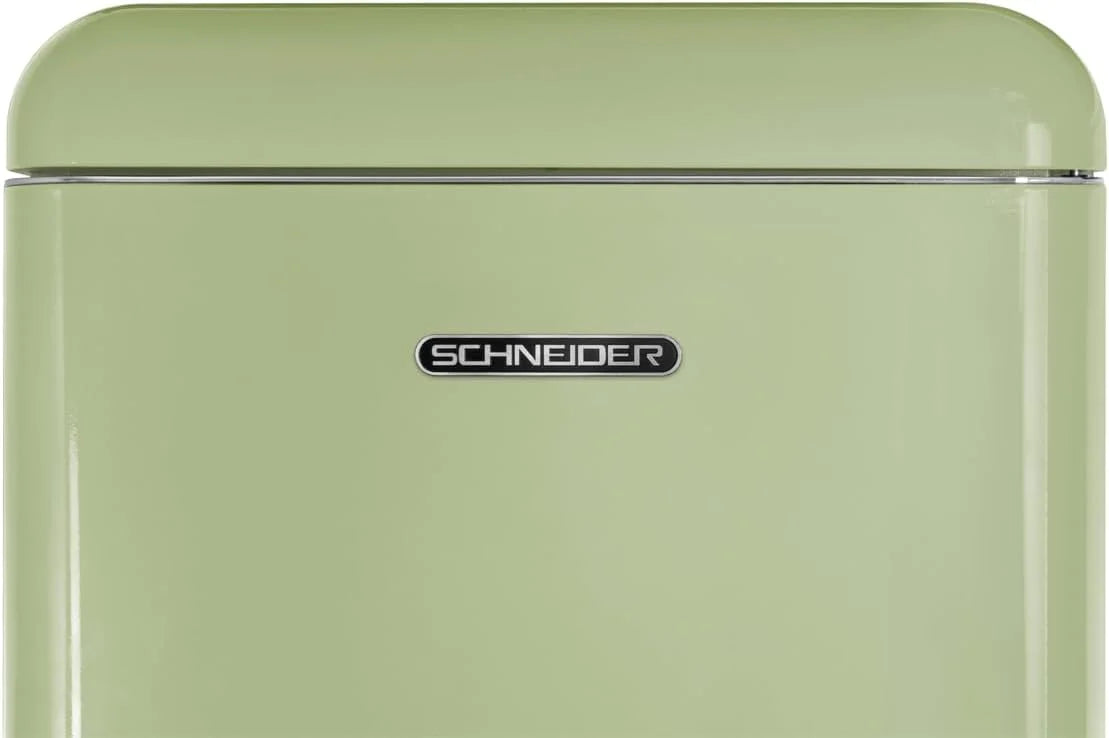 SCHNEIDER SCDD208VVA, Réfrigérateur 2 portes, 211L (172+39), Froid statique, Dégivrage automatique, 3 clayettes verre, Thermostat réglables, Pieds réglables,Vert amande