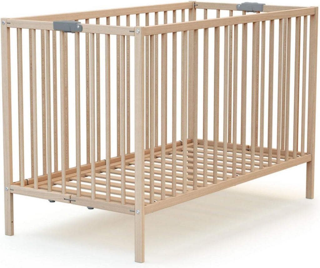 WEBABY - Lit bébé pliant 60 x 120 cm Blanc | Bois massif | Dès la naissance | Confort de couchage | Sommier à lattes | Compact | Transportable | Pliable | Gain de place | Lit de voyage