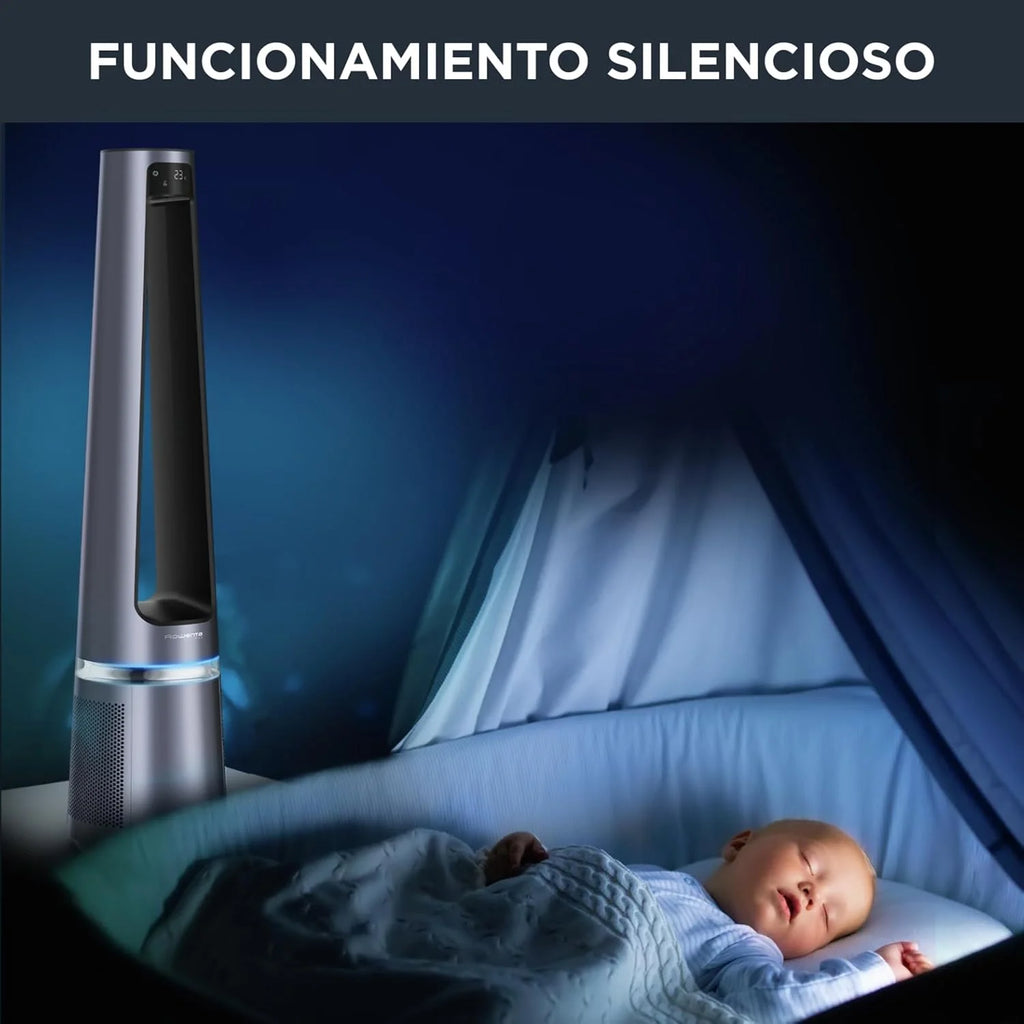 Rowenta Eclipse 2-en-1 Ventilateur purificateur, Ventile et filtre l'air, Particules fines, 32 dB (A), Puissant, Oscillation, 12 vitesses, Minuteur, Départ différé QU5030F0