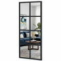 Miroir mural minimaliste JIONJOY avec cadre en métal noir, miroir décoratif de style fenêtre, miroir d'entrée incassable