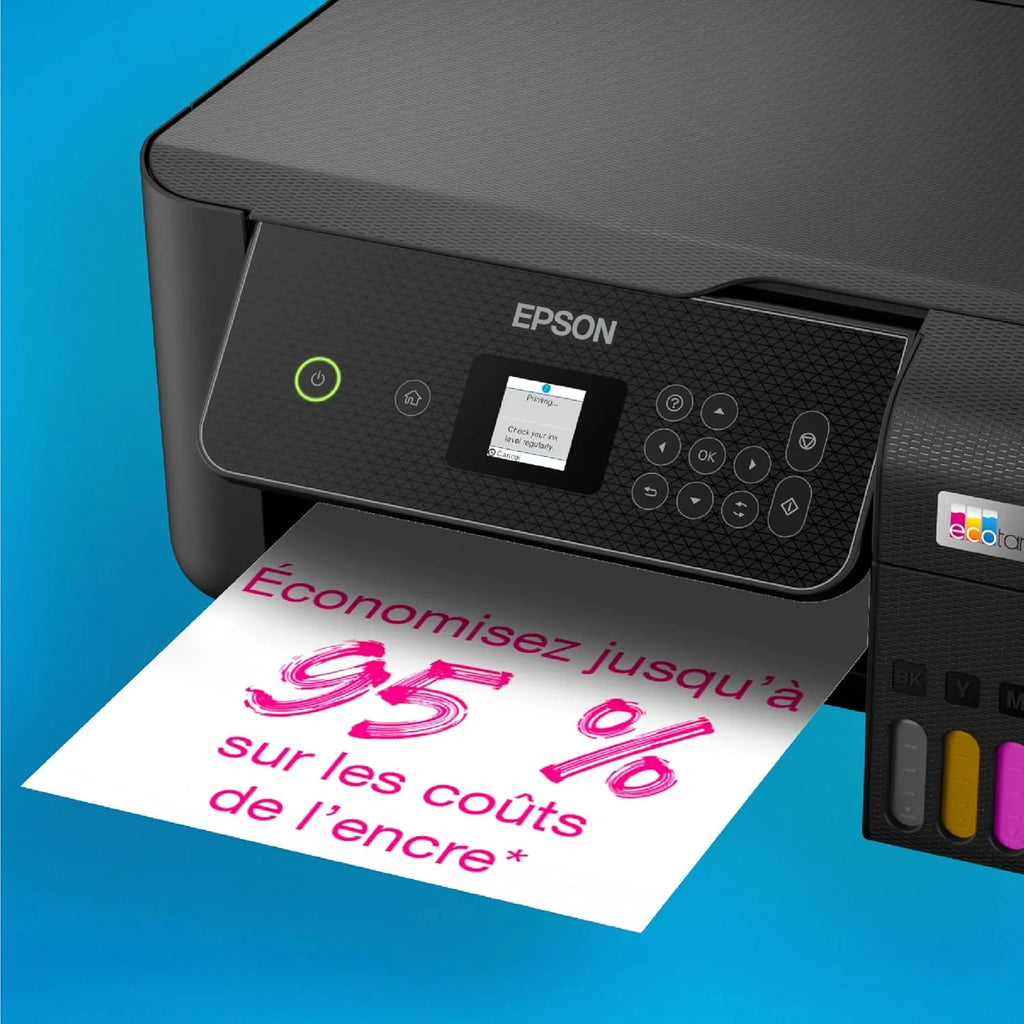 EcoTank Imprimante sans Fil ET-2870 | Réservoirs d'encre Haute capacité - Économisez jusqu'à 90% sur Les coûts d'encre - Impression Mobile, Copie, numérisation - 3 Ans d'encre Inclus