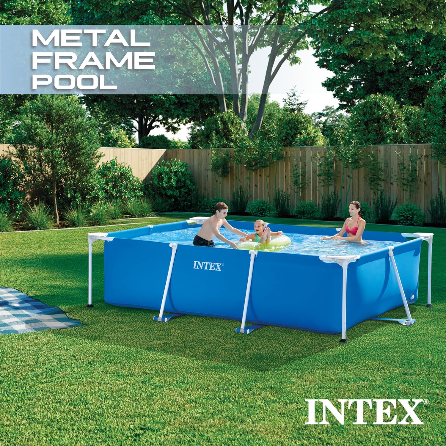 Intex - 28272NP - Piscine Metal Frame Junior rectangulaire Tubulaire (l) 3,00 x (l) 2,00 x (h) 0,75m