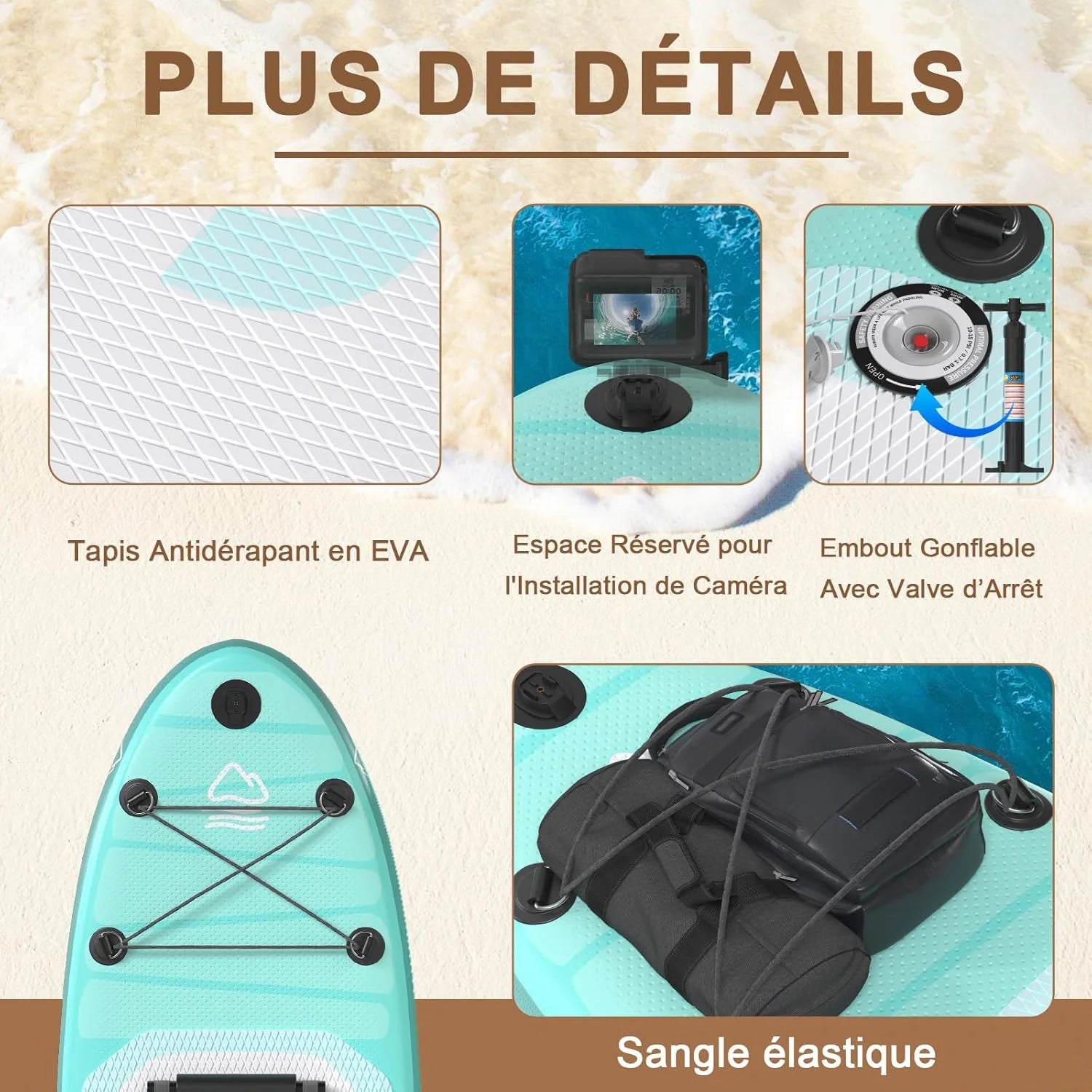 JUMMICO Stand Up Paddling Board, 320 cm x 80 cm x 15 cm, Planche de Sup Gonflable, Stand Up Paddle 2-en-1 avec siège de Kayak, Protection réglable Contre Les Rayures et Accessoires, jusqu'à 160 kg