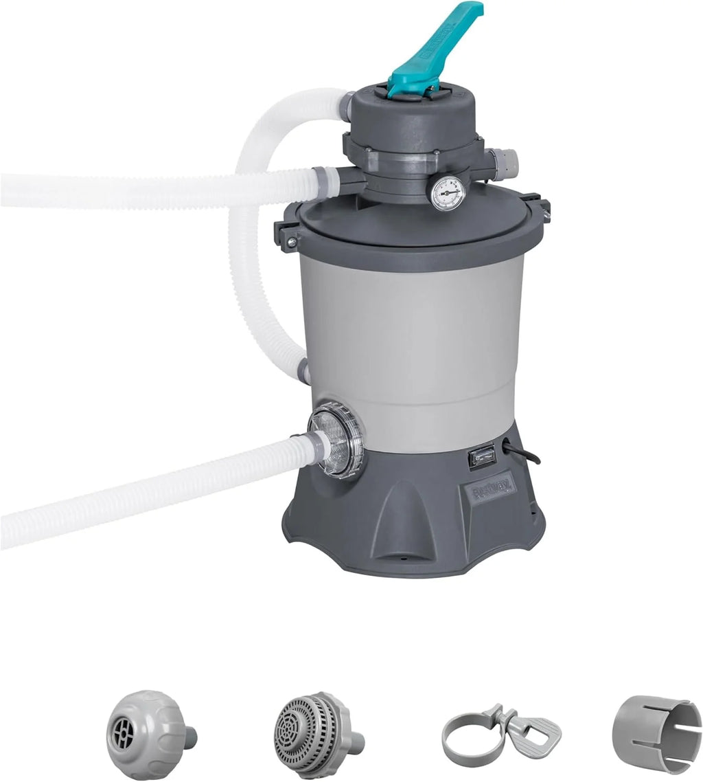 Bestway Pompe de filtration à sable pour piscine hors sol 3 596 L - 30,6 cm x 30,6 cm x 62 cm - Gris/Vert