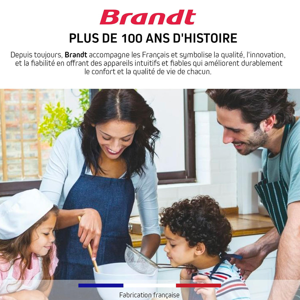 Brandt - BPI6413BM - Plaque Induction et Gaz - Table de Cuisson - Noir - 4 Foyers - 3400W Electrique et 4600 Gaz - Dimensions Encastrement : 56x49cm -