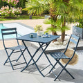 Table de jardin pliante carrée "Greensboro" pétrole 2 places en acier traité époxy - Hespéride