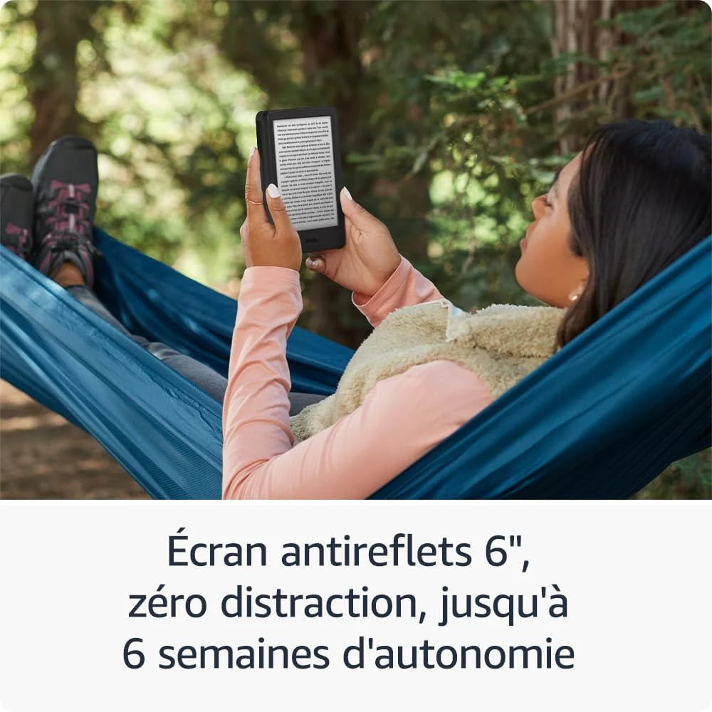 Amazon Kindle (Nouvelle génération) - Le plus léger et compact, avec écran antireflets, changements de page plus rapides et éclairage avant réglable - 16 Go - Avec publicités - Noir