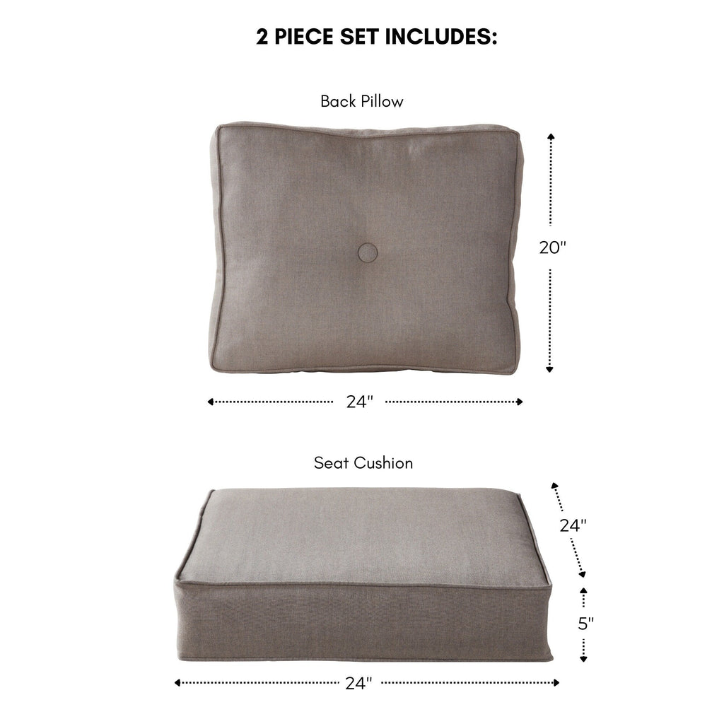 Ensemble de deux coussins d'extérieur haut de gamme Sunbrella pour assise profonde