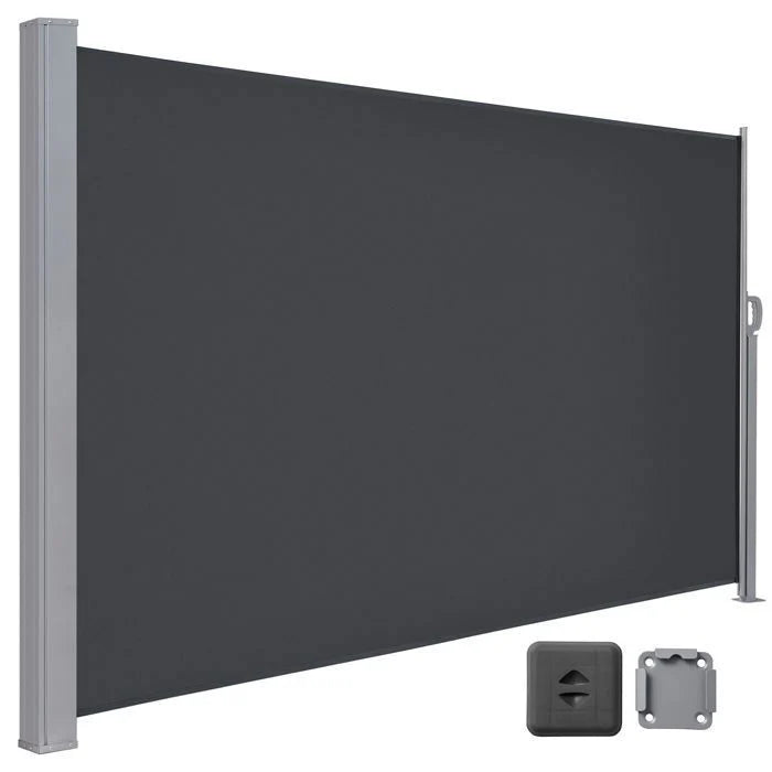 Store Latéral 160 x 400 cm, Brise-Vue Rétractable, Auvent extérieur, Résistant aux Intempéries, pour Jardin, Terrasse,Gris foncé