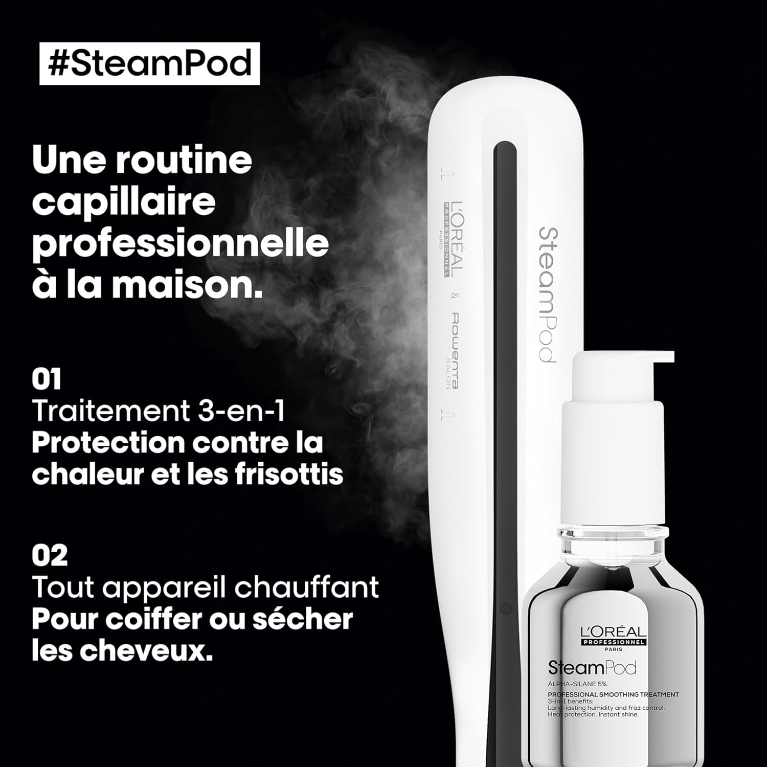 Steampod 3 - Lisseur Vapeur Professionnel 2-en-1 : Lissage & Ondulations - Céramique Fer à lisser à la technologie vapeur - Adapté à tous types de cheveux - L'Oréal Professionnel -