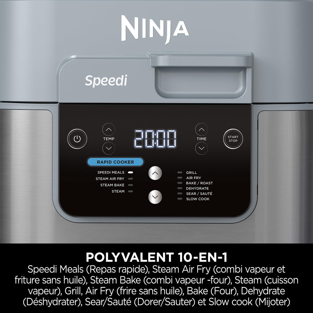 Ninja Speedi 10-en-1 Cuiseur rapide, Air Fryer, Friteuse à air et Multicuiseur, 5.7L, Repas pour 4 en 15 minutes, Vapeur, Gril, Cuire au four, Rôtir,