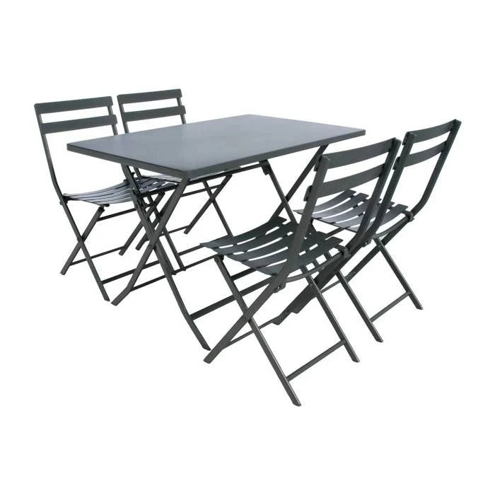 Table de jardin pliante carrée "Greensboro" pétrole 2 places en acier traité époxy - Hespéride