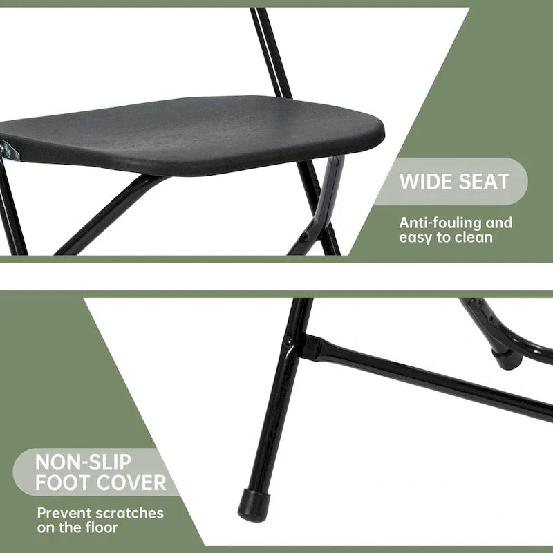 Chaise pliante en plastique, lot de 10, capacité de 158 kg pour événements, bureau, mariage, fête, pique-nique, cuisine, salle à manger