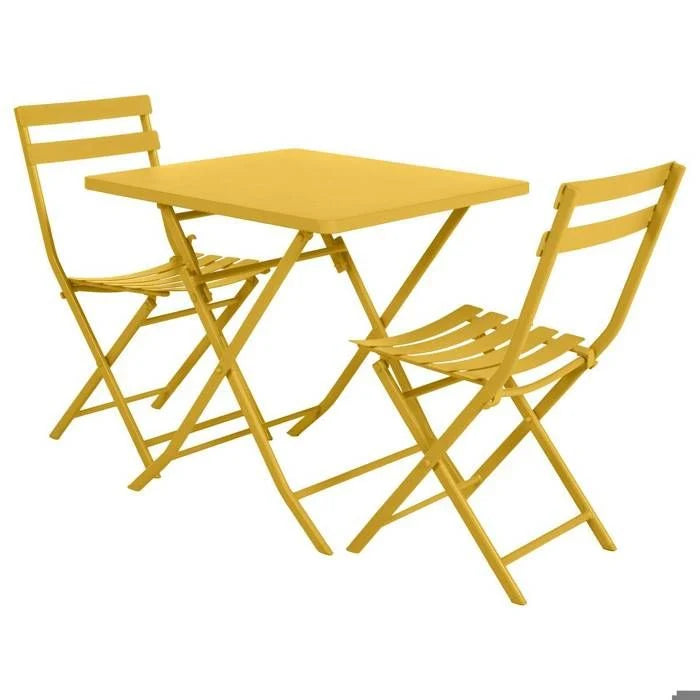 Table de jardin pliante carrée "Greensboro" pétrole 2 places en acier traité époxy - Hespéride