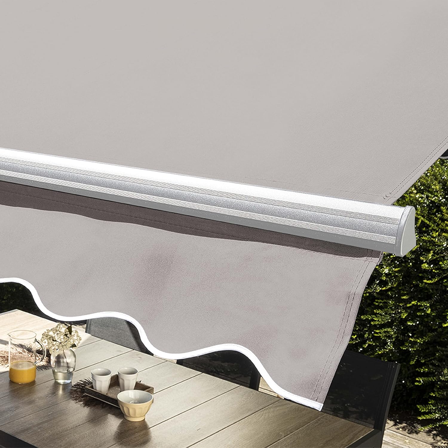 Oviala Store Double Pente avec Coffre 3 x 4 m en Aluminium écru
