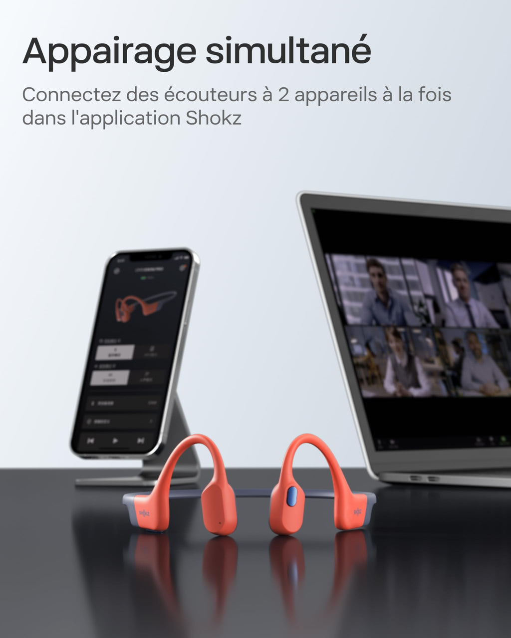 SHOKZ OpenSwim Pro Casque à Conduction osseuse, écouteurs sans Fil à Oreilles Libres, IP68, Bluetooth 5.4, Stockage MP3 32Go, micros à Annulation de Bruit, 9h d’autonomie pour Courir et Nager – Rouge