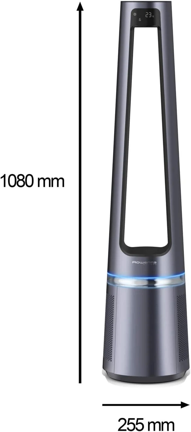 Rowenta Eclipse 2-en-1 Ventilateur purificateur, Ventile et filtre l'air, Particules fines, 32 dB (A), Puissant, Oscillation, 12 vitesses, Minuteur, Départ différé QU5030F0