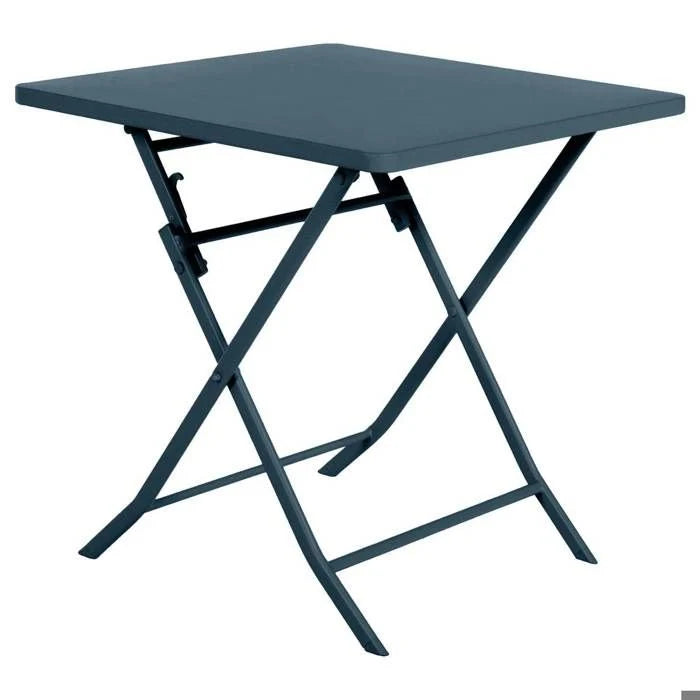 Table de jardin pliante carrée "Greensboro" pétrole 2 places en acier traité époxy - Hespéride