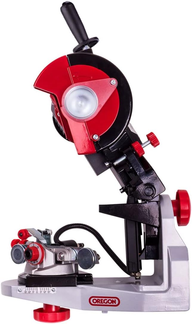 OREGON Affûteuse Professionnelle 230 Volts, Affûteuse de Chaîne de Tronçonneuse Universelle avec Dispositif de Serrage Hydraulique (620-230)