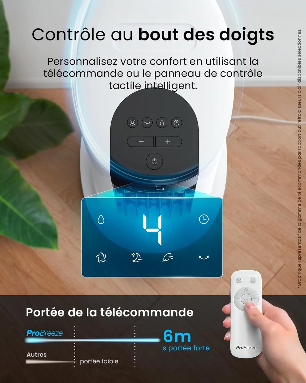 Pro Breeze OmniAir Rafraichisseur d'Air 7L 3en1, 7 Vitesses, 3 Modes, Oscillant, Minuterie 10h, Climatiseur Mobile Sans Évacuation, Silencieux, Sans Conduit, Ventilateur Refroidisseur d'Air