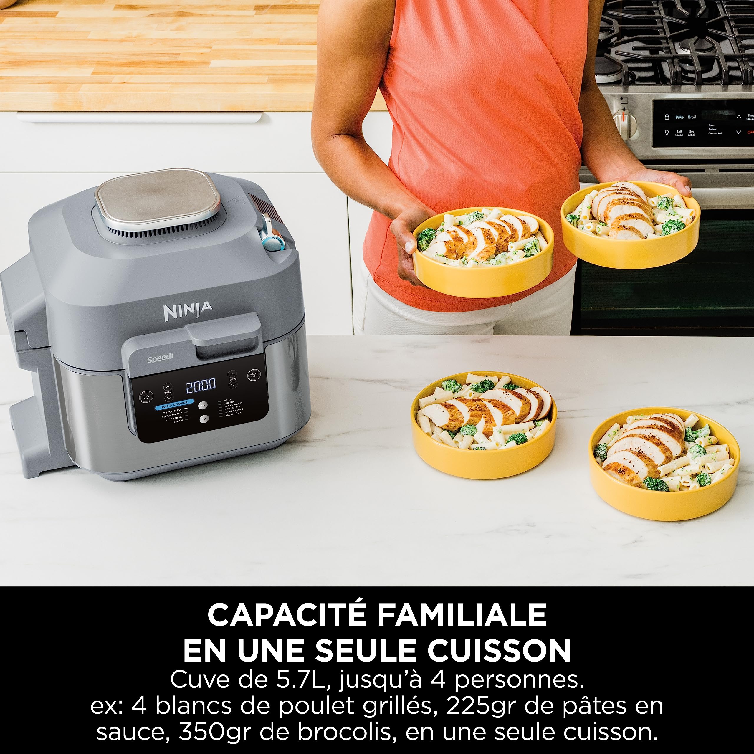 Ninja Speedi 10-en-1 Cuiseur rapide, Air Fryer, Friteuse à air et Multicuiseur, 5.7L, Repas pour 4 en 15 minutes, Vapeur, Gril, Cuire au four, Rôtir,