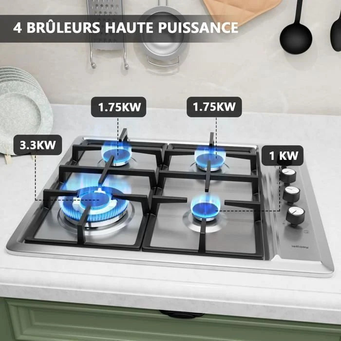Plaque de cuisson gaz IsEasy MGBS-314A 4 feux Inox
