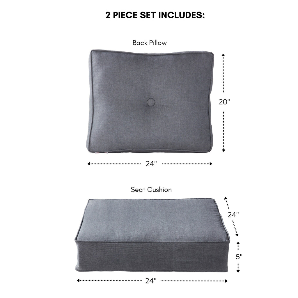 Ensemble de deux coussins d'extérieur haut de gamme Sunbrella pour assise profonde
