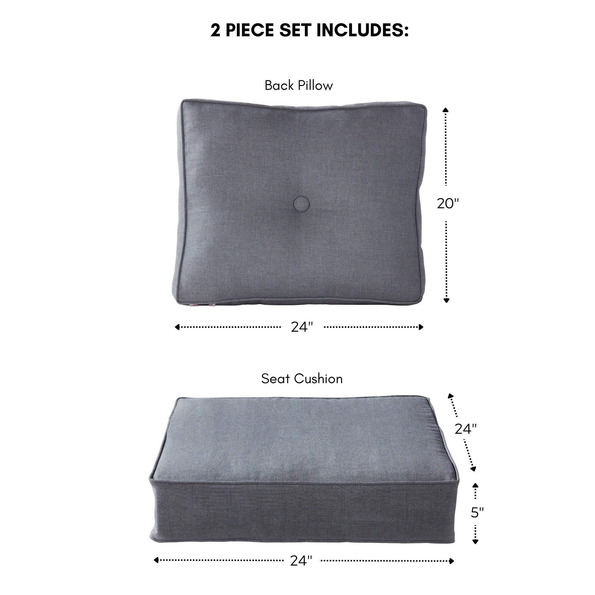 Ensemble de deux coussins d'extérieur haut de gamme Sunbrella pour assise profonde