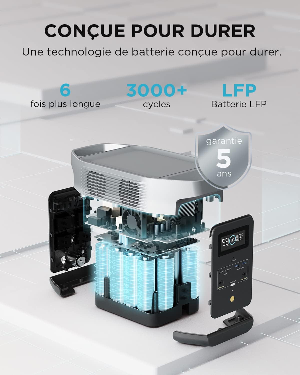 EcoFlow DELTA 2 Station électrique portable avec capacité évolutive de 1-3 kWh, batterie LFP, charge rapide, générateur solaire pour alimentation de secours domestique, balcon, camping et camping-cars