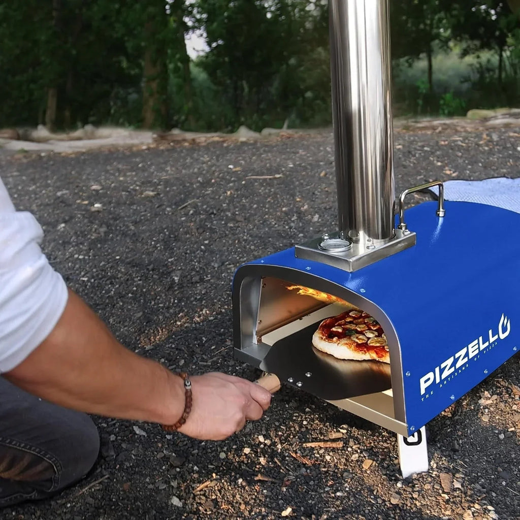 Four à Pizza Extérieur Multi-Combustibles avec Brûleur à Gaz et Boîte à Bois - 12 pouces