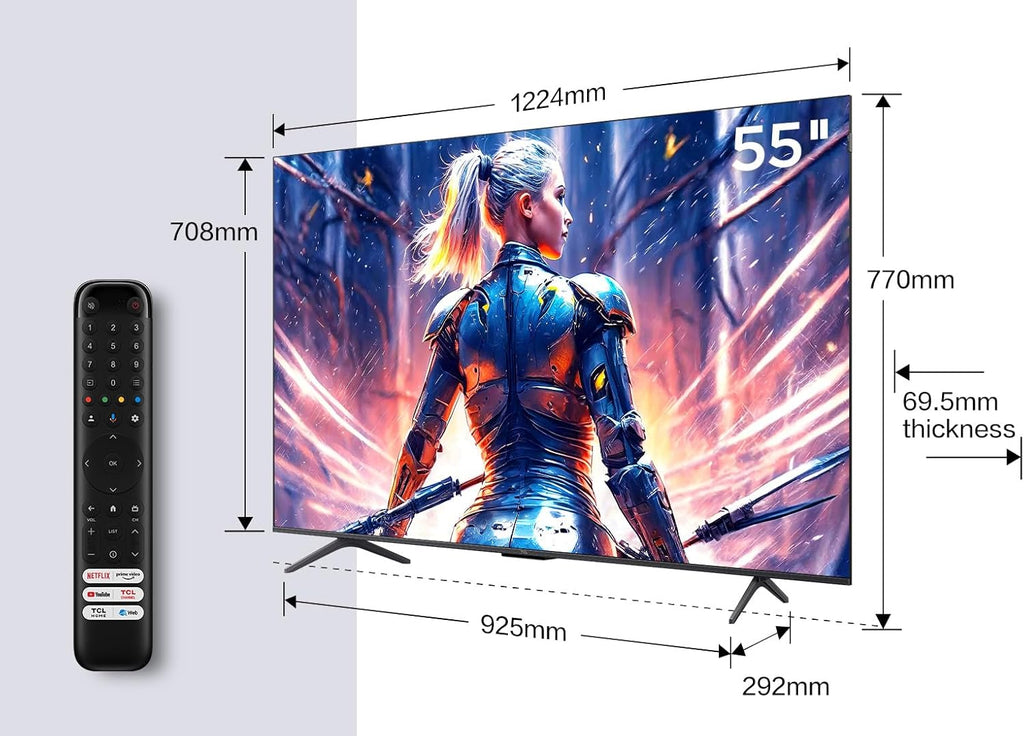 TCL TV QLED 4K 139 cm 55T8B - QLED Pro - 144Hz - Google TV [Classe énergétique E]