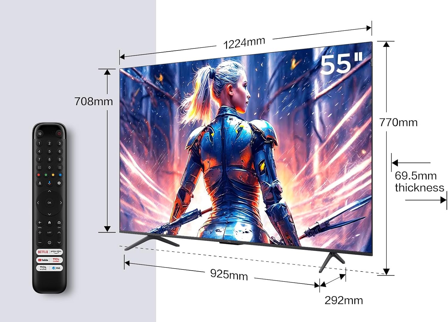 TCL TV QLED 4K 139 cm 55T8B - QLED Pro - 144Hz - Google TV [Classe énergétique E]