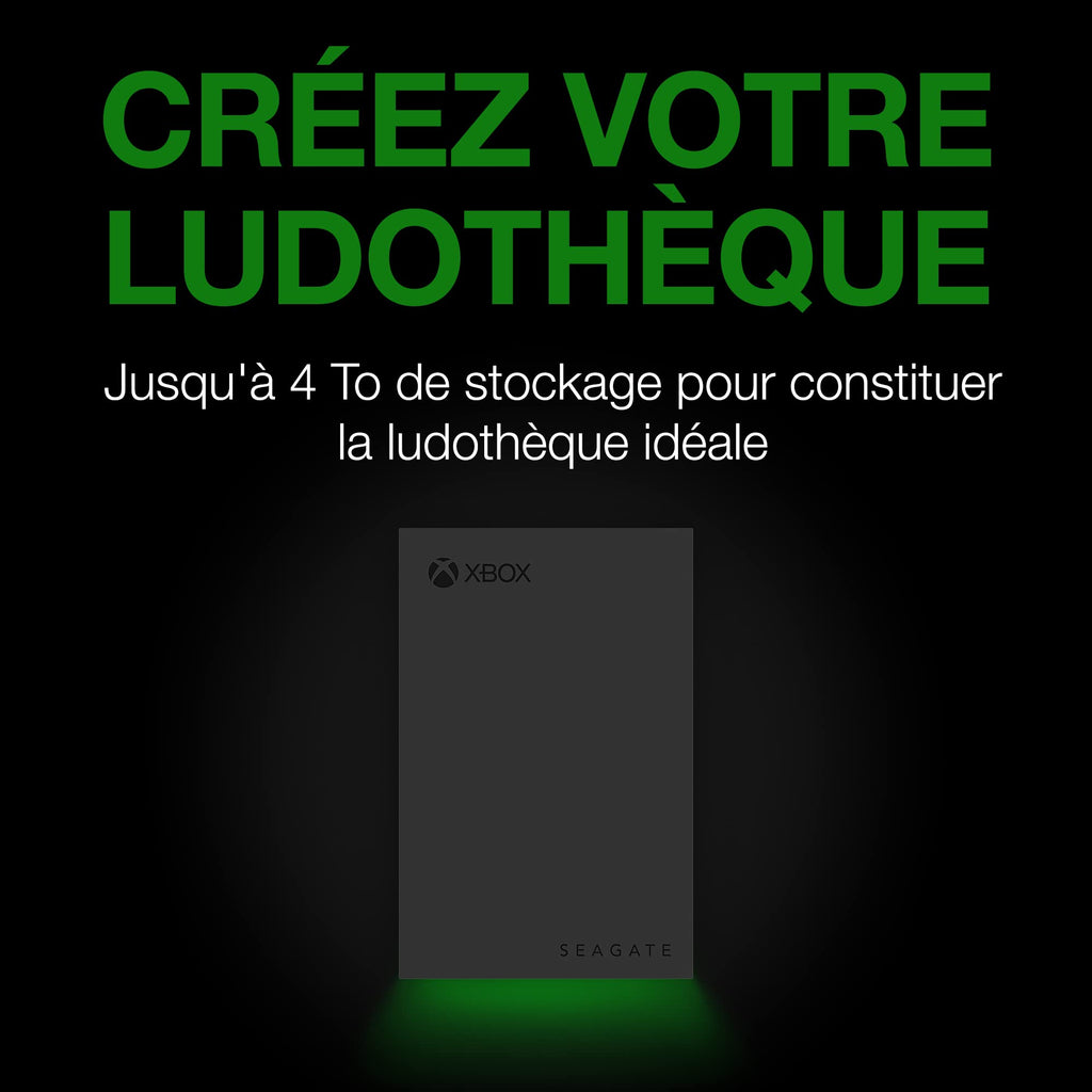 Seagate Game Drive pour Xbox 2To, Disque Dur Externe, HDD Portable, USB 3.2, Noir, certifié Xbox, LED RVB, Services Rescue (STKX2000403)